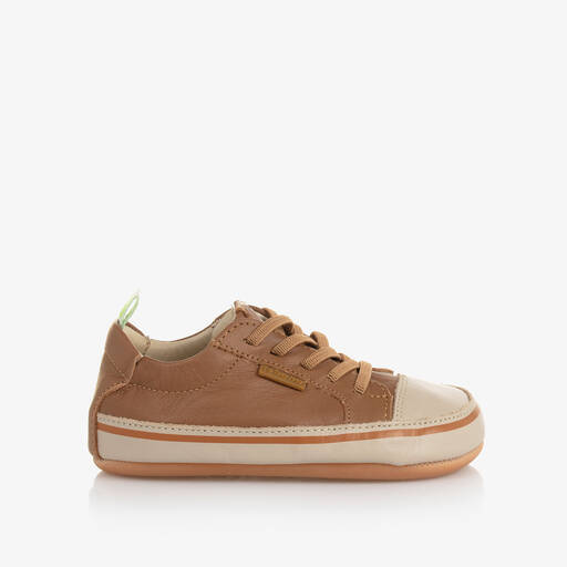 Tip Toey Joey-Brown Leather Baby Trainers | Childrensalon