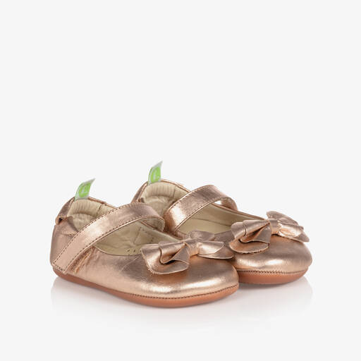 Tip Toey Joey-Metallic Pink Leather Baby Shoes | Childrensalon