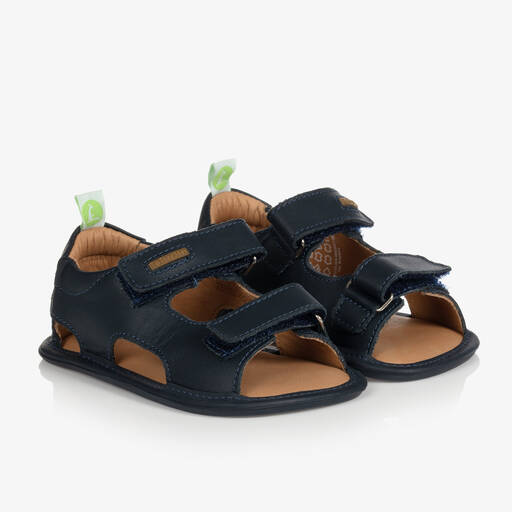 Tip Toey Joey-Navy Blue Leather Baby Sandals | Childrensalon
