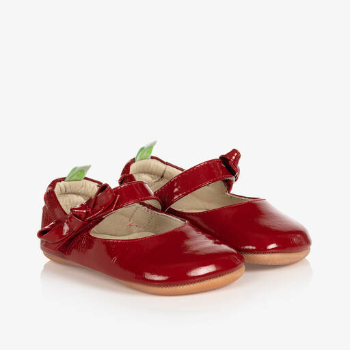 Tip Toey Joey-حذاء جلد لامع لون أحمر للمولودات | Childrensalon