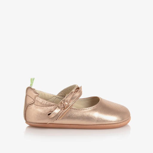 Tip Toey Joey-Золотисто-розовые кожаные туфли для малышки | Childrensalon