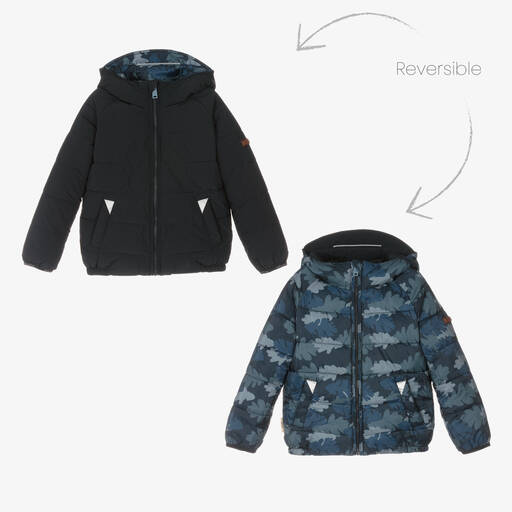 Töastie-Blue Camouflage Reversible Puffer Jacket | Childrensalon