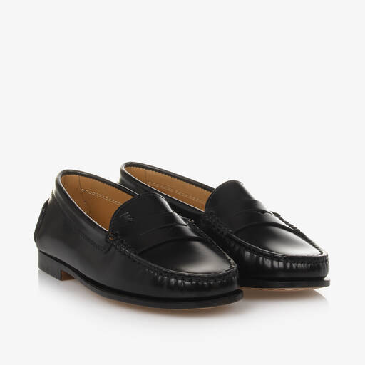 Tod's-Black Leather Loafers  | Childrensalon