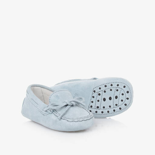 Tod's-Blue Suede Leather Pre-Walker Moccasins | Childrensalon