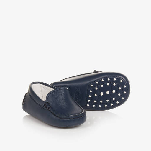 Tod's-حذاء جلد لون كحلي لمرحلة قبل المشي للمواليد | Childrensalon