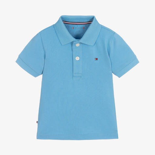 Tommy Hilfiger-Baby Boys Blue Cotton Logo Polo Shirt | Childrensalon