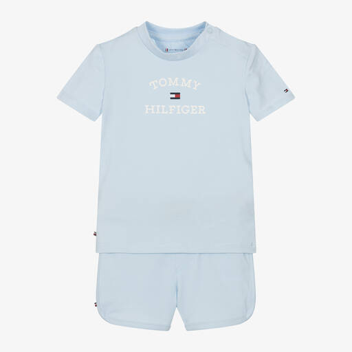 Tommy Hilfiger-Baby Boys Blue Cotton Shorts Set | Childrensalon