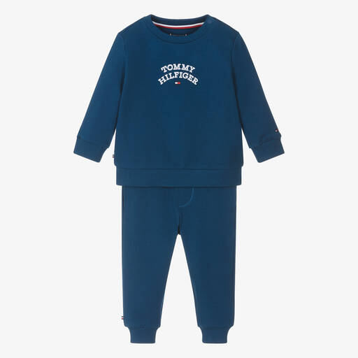 Tommy Hilfiger-Blauer Baby-Baumwoll-Trainingsanzug | Childrensalon