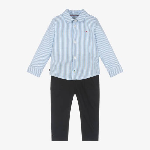 Tommy Hilfiger-Голубая рубашка и синие брюки из хлопка для малышей | Childrensalon