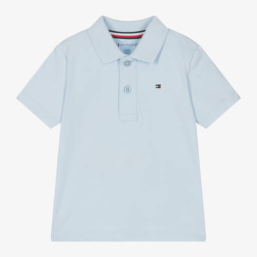 Tommy Hilfiger-Baby Boys Blue Embroidered Cotton Polo Shirt | Childrensalon