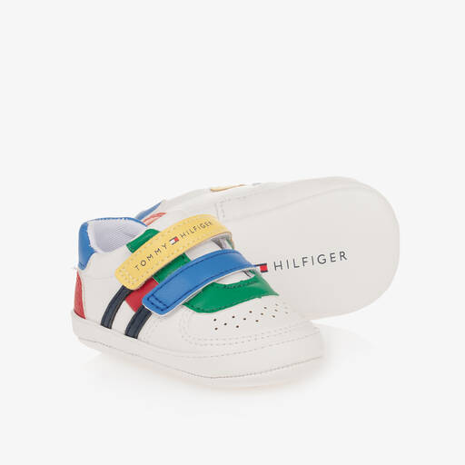 Tommy Hilfiger-Baby Boys White Faux Leather Shoes | Childrensalon