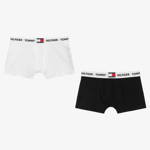 Tommy Hilfiger-Black & White Boxers (2 Pack) | Childrensalon