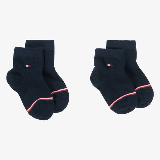 Tommy Hilfiger-Blue Cotton Ankle Socks (2 Pack) | Childrensalon