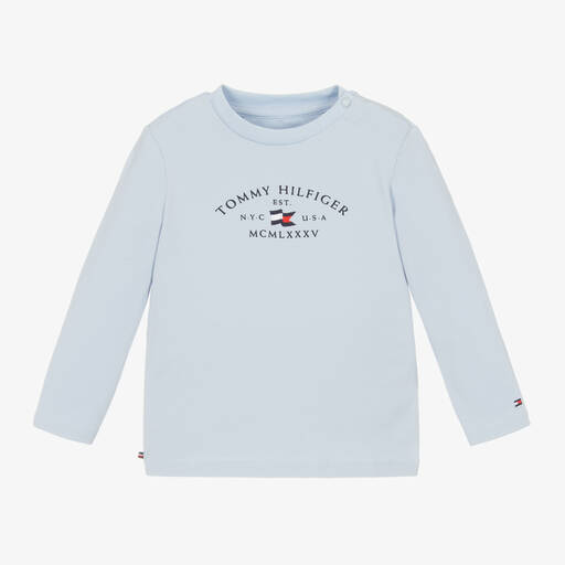 Tommy Hilfiger-Blue Cotton Baby Top | Childrensalon