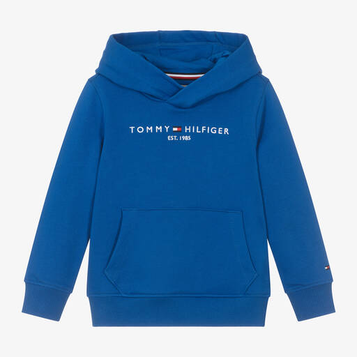 Tommy Hilfiger-Blue Cotton Jersey Embroidered Hoodie | Childrensalon