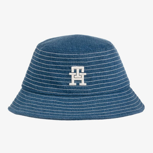 Tommy Hilfiger-Blue Denim Monogram Bucket Hat | Childrensalon