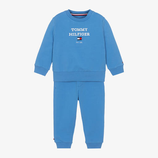 Tommy Hilfiger-Survêtement bleu en coton bio bébé | Childrensalon