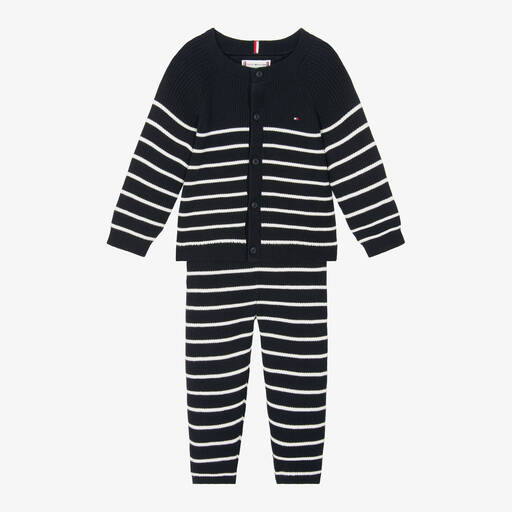 Tommy Hilfiger-Blue Stripe Cotton Baby Outfit Set | Childrensalon