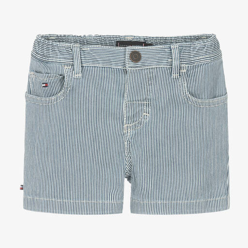 Tommy Hilfiger-Blue Striped Cotton Baby Shorts | Childrensalon
