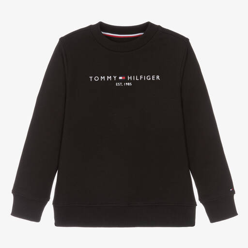 Tommy Hilfiger-Boys Black Organic Cotton Sweatshirt | Childrensalon