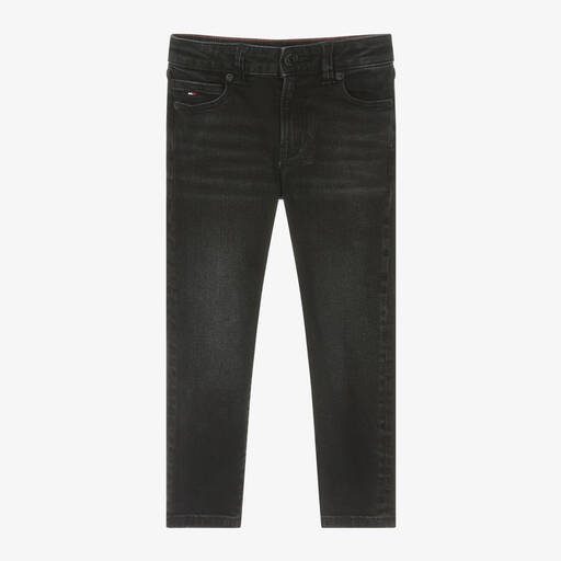 Tommy Hilfiger-Boys Black Straight Fit Denim Jeans | Childrensalon