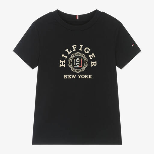 Tommy Hilfiger-Boys Blue Cotton Monotype Logo T-Shirt | Childrensalon