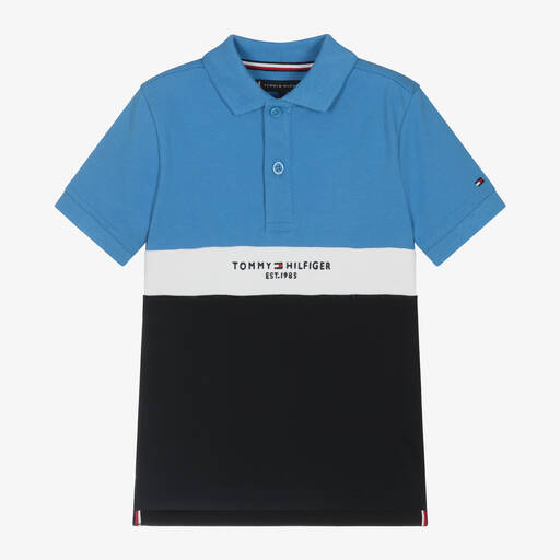 Tommy Hilfiger-Boys Blue Cotton Polo Shirt | Childrensalon