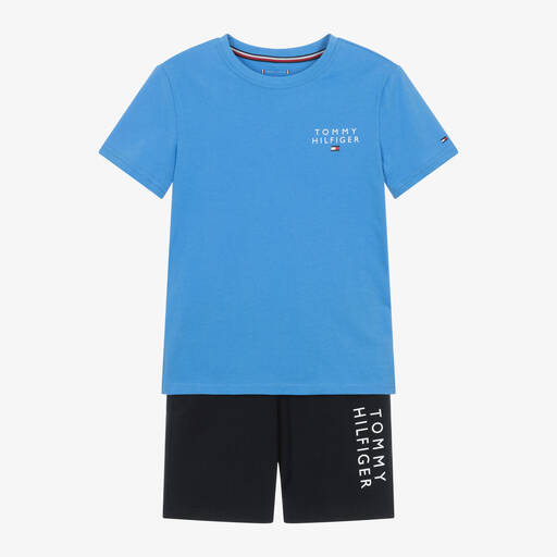 Tommy Hilfiger-Boys Blue Cotton Short Pyjamas  | Childrensalon