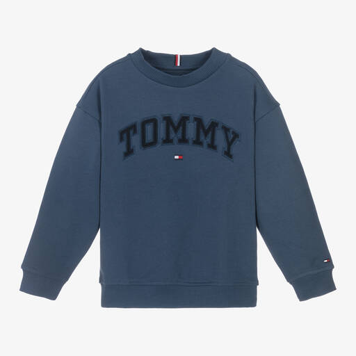 Tommy Hilfiger-Boys Blue Cotton Sweatshirt | Childrensalon