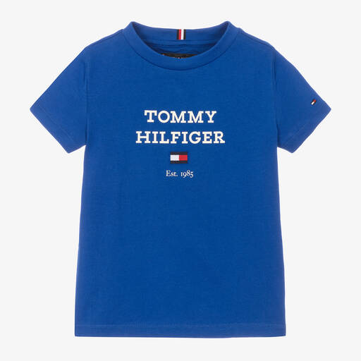 Tommy Hilfiger-Boys Blue Cotton T-Shirt | Childrensalon