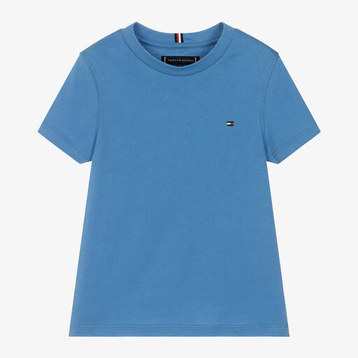 Tommy Hilfiger-Boys Blue Cotton T-Shirt | Childrensalon