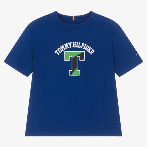 Tommy Hilfiger-Boys Blue Cotton Varsity T-Shirt | Childrensalon