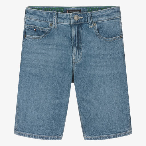 Tommy Hilfiger-Boys Blue Denim Straight Fit Shorts | Childrensalon