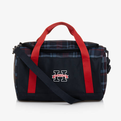 Tommy Hilfiger-Boys Blue Global Stripe Check Sports Bag | Childrensalon