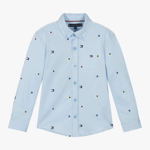 Tommy Hilfiger-Голубая рубашка из органического хлопка для мальчиков | Childrensalon