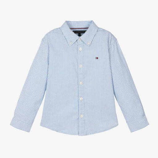 Tommy Hilfiger-Boys Blue Striped Cotton Shirt | Childrensalon