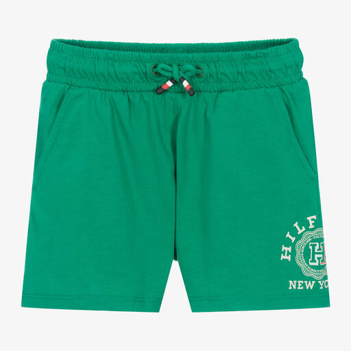 Tommy Hilfiger-Boys Green Cotton Jersey Shorts | Childrensalon