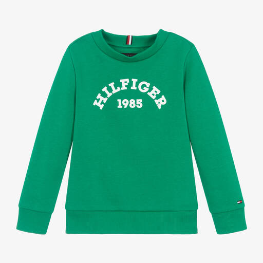 Tommy Hilfiger-Boys Green Cotton Sweatshirt | Childrensalon