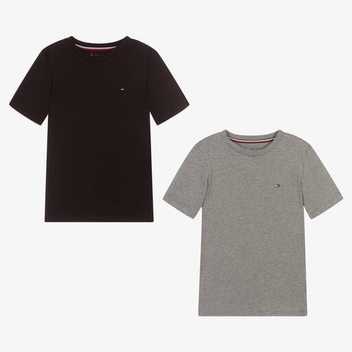 Tommy Hilfiger-Boys Grey & Black Cotton T-Shirts (2 Pack) | Childrensalon