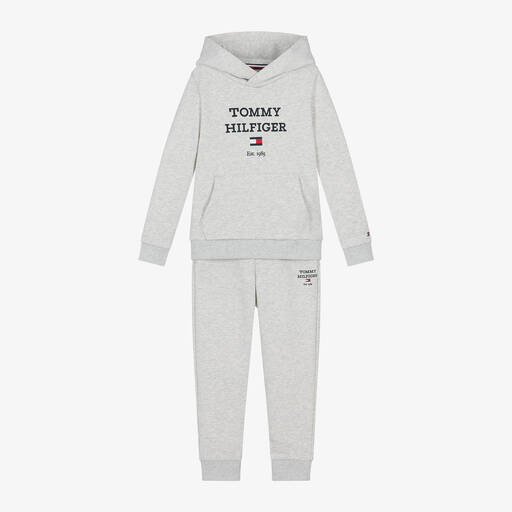 Tommy Hilfiger-Boys Grey Cotton Hooded Tracksuit | Childrensalon