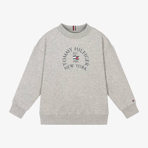 Tommy Hilfiger-Boys Grey Cotton Sweatshirt | Childrensalon