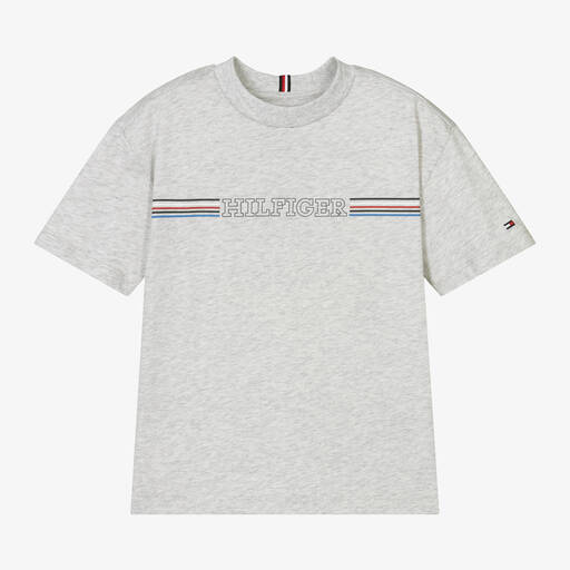 Tommy Hilfiger-Boys Grey Cotton T-Shirt | Childrensalon
