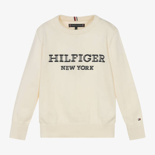 Tommy Hilfiger-Кремовый трикотажный свитер для мальчиков | Childrensalon