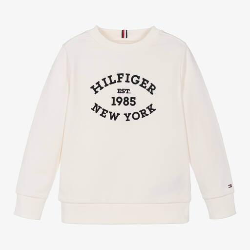 Tommy Hilfiger-Boys Ivory Cotton Sweatshirt | Childrensalon