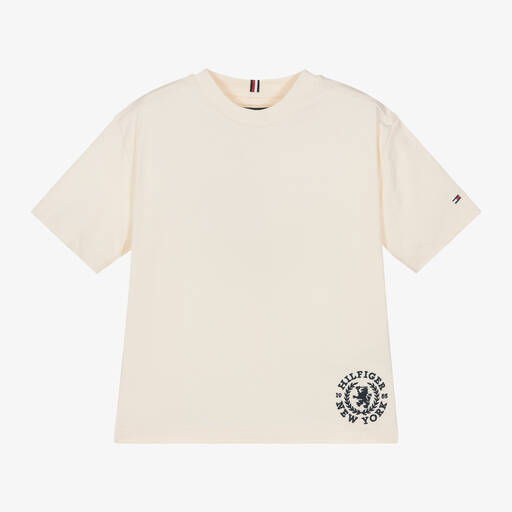 Tommy Hilfiger-T-shirt ivoire en coton garçon | Childrensalon