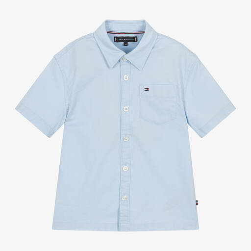 Tommy Hilfiger-Boys Light Blue Oxford Cotton Shirt  | Childrensalon