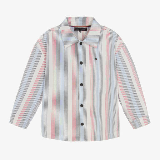 Tommy Hilfiger-Boys Multi-Stripe Oxford Cotton Shirt | Childrensalon