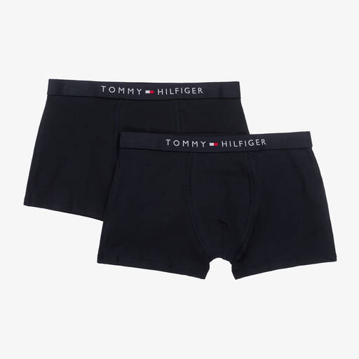 Tommy Hilfiger-Boys Navy Blue Cotton Boxer Shorts (2 Pack) | Childrensalon