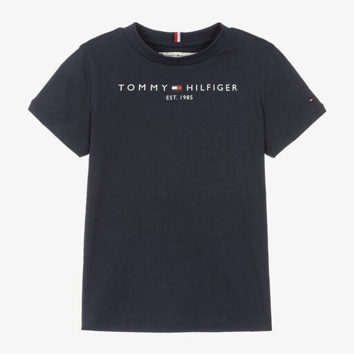 Tommy Hilfiger-Boys Navy Blue Cotton Flag Logo T-Shirt | Childrensalon