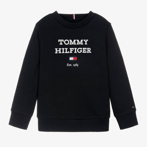 Tommy Hilfiger-Sweat-shirt bleu marine en coton garçon | Childrensalon